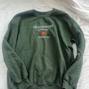 Green Embroidered Yellowstone National Park Sweatshirt